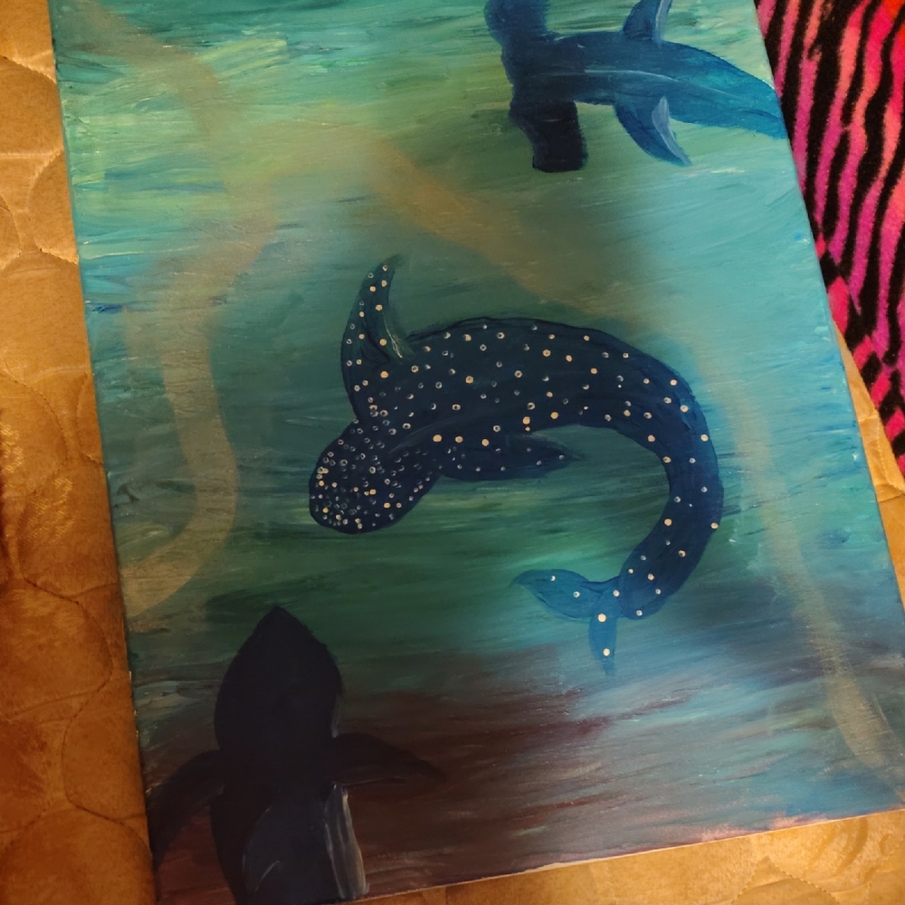 Blue Ocean Shark Art Canvas